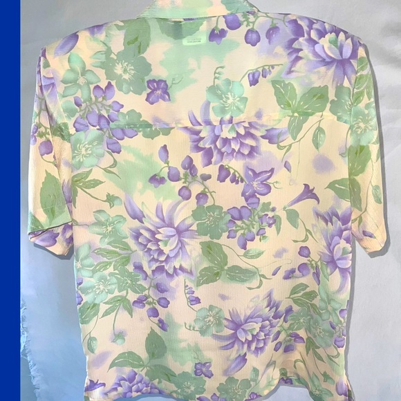 Donn Kenny solid camp shirt short sleeves shoulder pads button front no iron - Picture 3 of 6